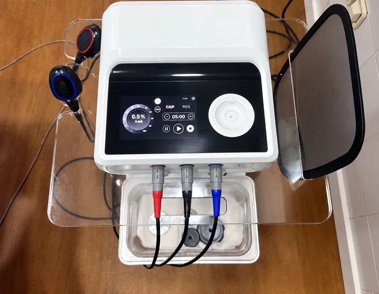 Equipo de diatermia por radiofrecuencia en una sala de tratamiento de FRATERSALUD